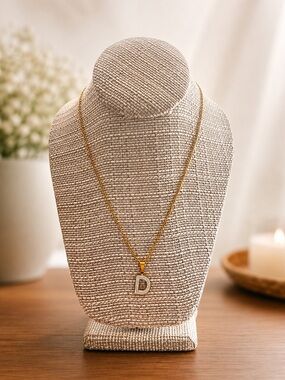Gold Tone Initial D Necklace  Stainless Steel Elegant Personalized Pendant